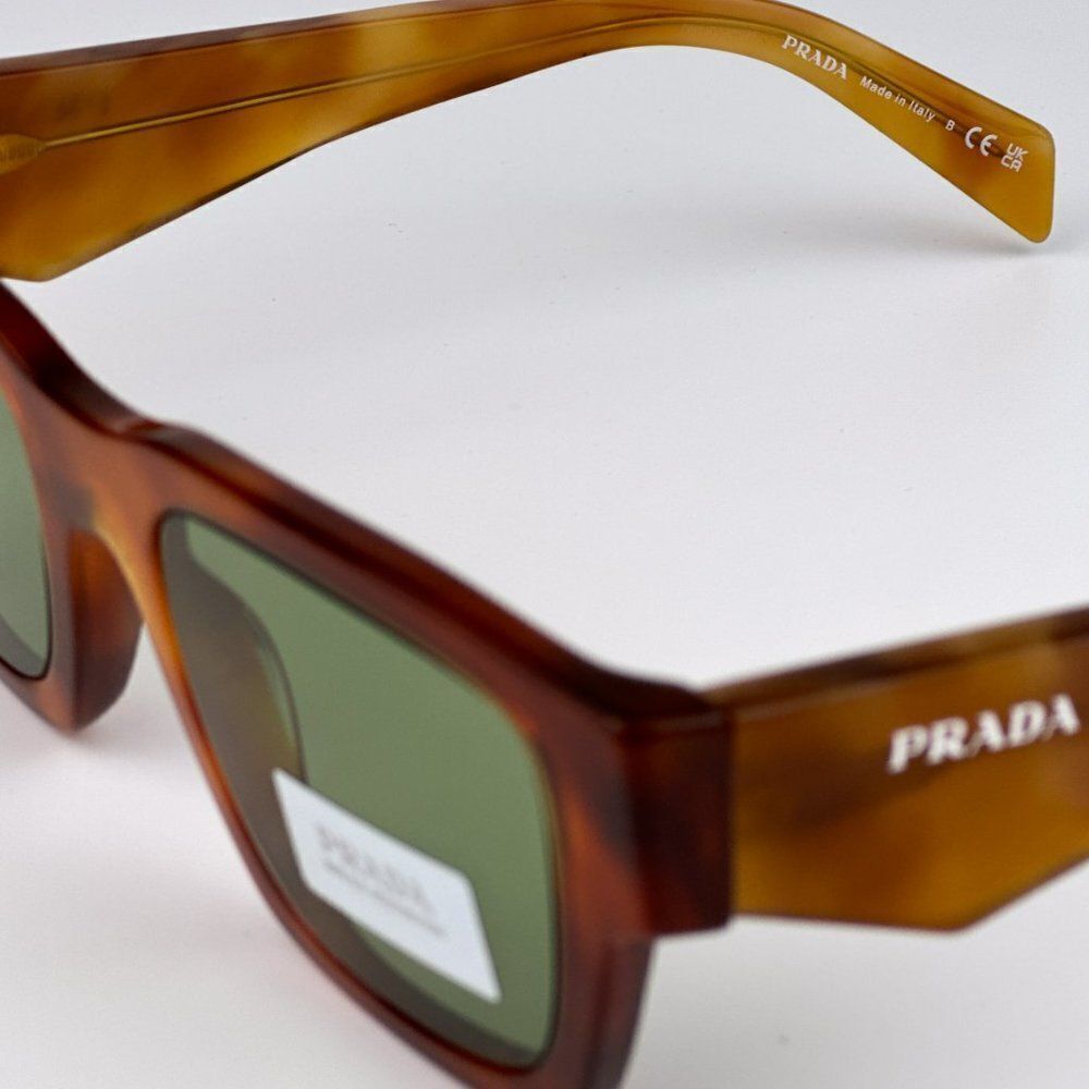 NEW Prada PRA06S 11P60C Cognac Tortoise Green Square Unisex Sunglasses PR A06S - Picture 8 of 10
